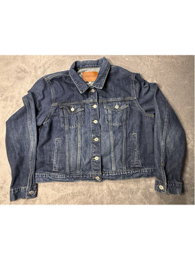 Lucky Brand Women’s Tomboy Trucker Medium Dark Wash Denim Jean Jacket Size XL
